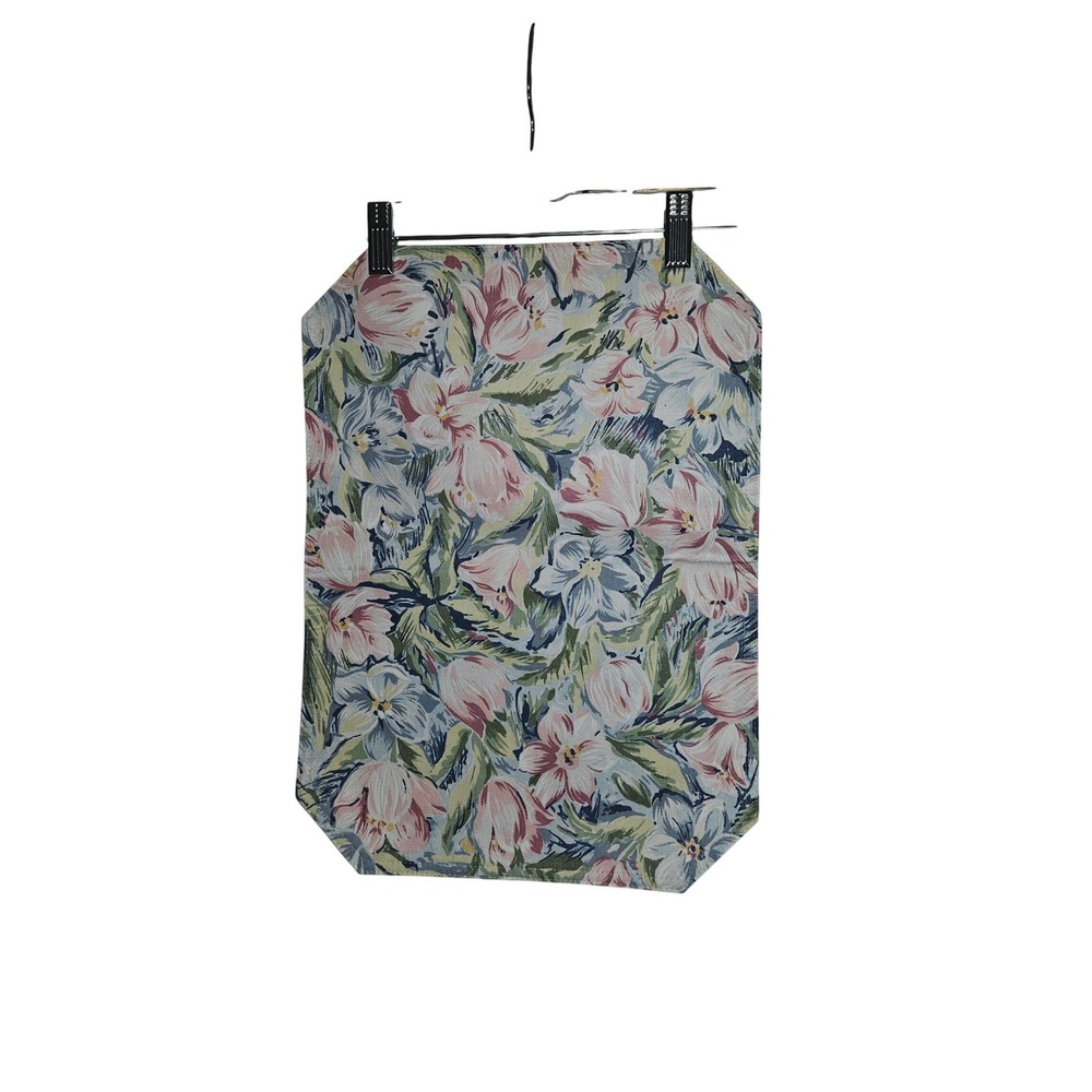Floral Placemats 8 Pink Blue Green Tulip  Print‎ Clipped Corners Vintage 1990s